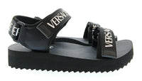 Versace Jeans Couture Womens Black Logo Strap Platform Sandals-