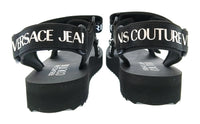 Versace Jeans Couture Womens Black Logo Strap Platform Sandals-