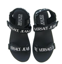 Versace Jeans Couture Womens Black Logo Strap Platform Sandals-
