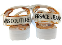 Versace Jeans Couture Womens White Gold Logo Strap Platform Sandals-