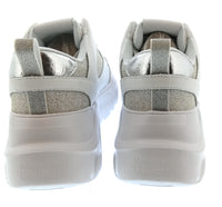 Versace Jeans Couture Womens White Silver Glitter Chunky Sneakers