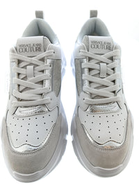 Versace Jeans Couture Womens White Silver Glitter Chunky Sneakers
