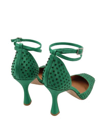 Pinko Women's Green Woven Leather Ankle-Strap Pumps