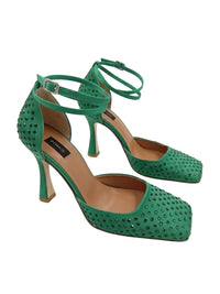 Pinko Women's Green Woven Leather Ankle-Strap Pumps