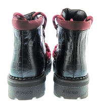 Pinko Women's Black and Fuchsia Lace-Up Hiking Ankle Boots-