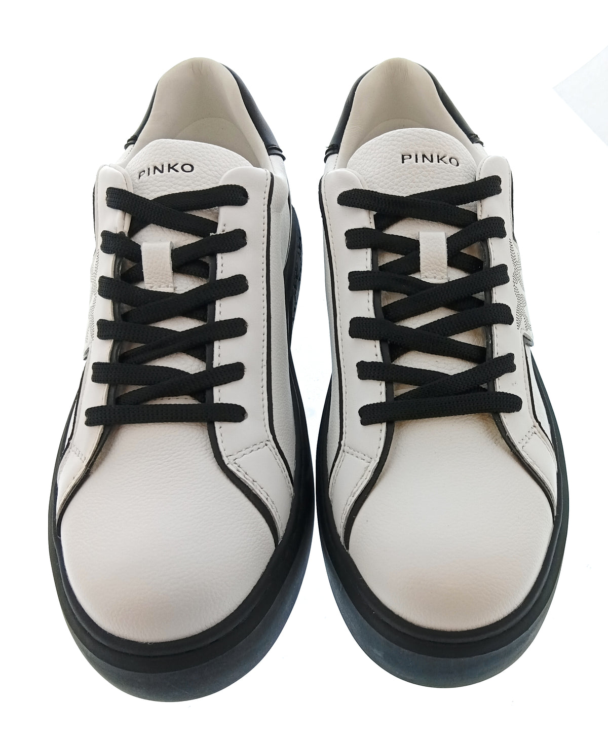 Pinko Women's White and Black Logo Platform Sneakers-