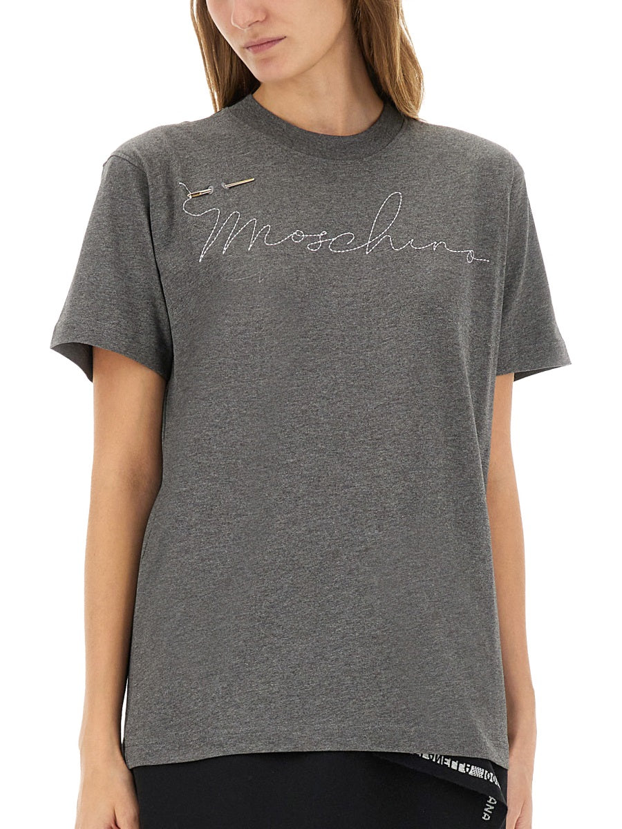 Moschino Women T-Shirt With Embroidered Logo