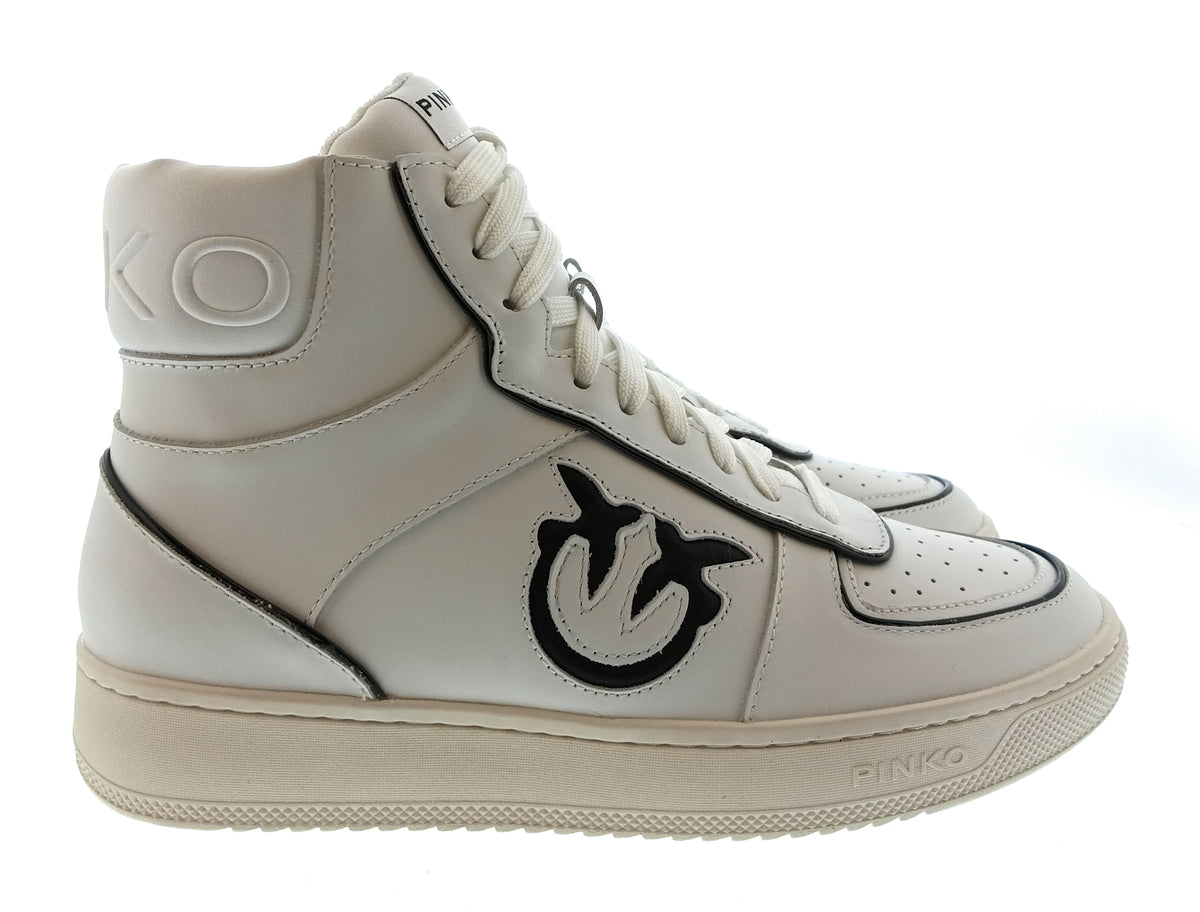 Pinko Women's White and Black Logo High-Top Sneakers-