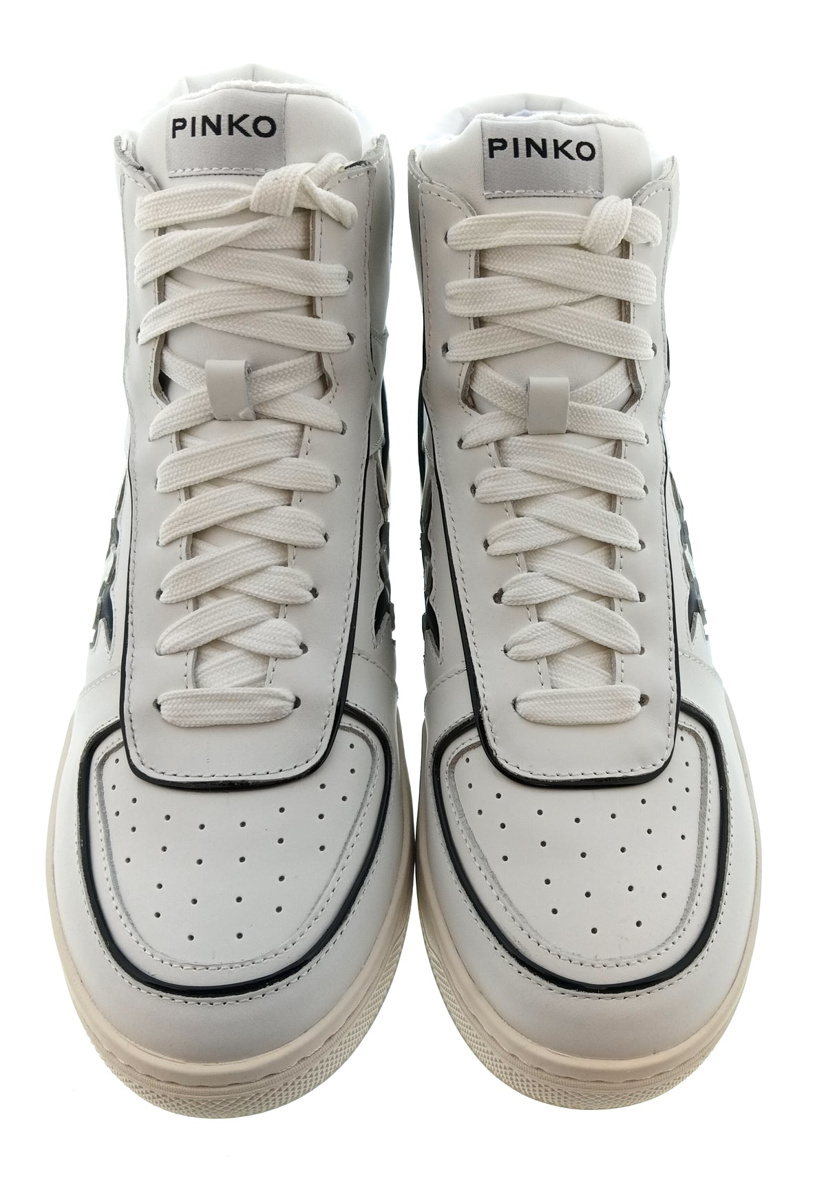 Pinko Women's White and Black Logo High-Top Sneakers-