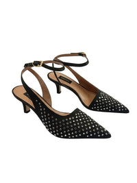 Pinko Pinko Women's Black Woven Leather Pointed-Toe Slingback Pumps