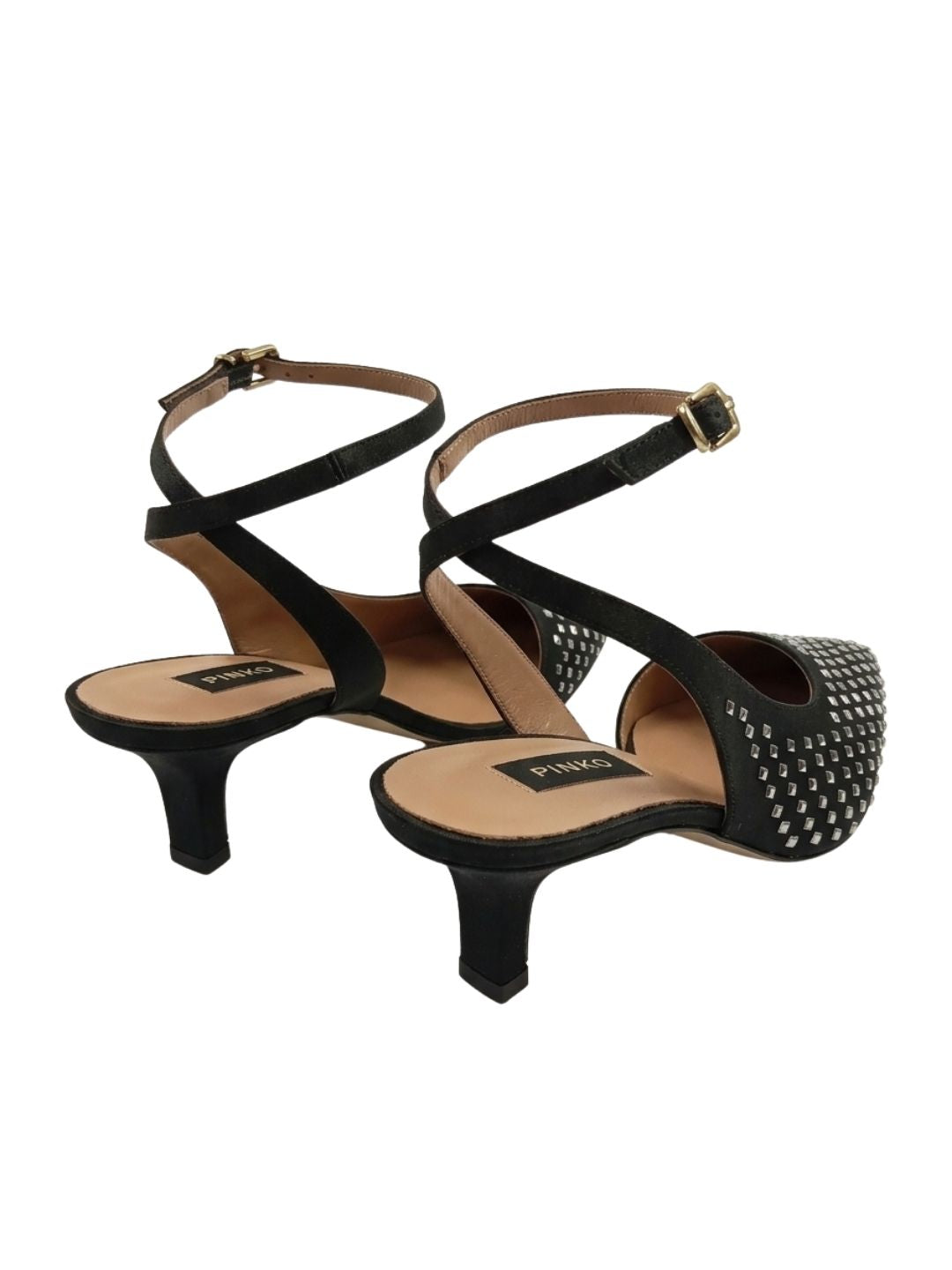 Pinko Pinko Women's Black Woven Leather Pointed-Toe Slingback Pumps