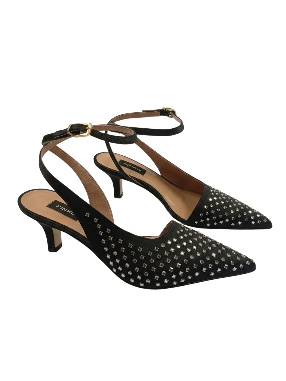 Pinko Pinko Women's Black Woven Leather Pointed-Toe Slingback Pumps
