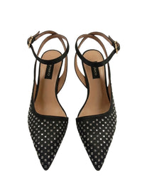 Pinko Pinko Women's Black Woven Leather Pointed-Toe Slingback Pumps