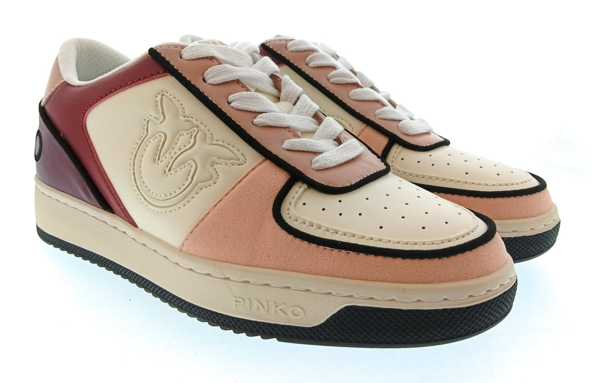 Pinko Women's Ivory Burgundy and Black Logo Sneakers-