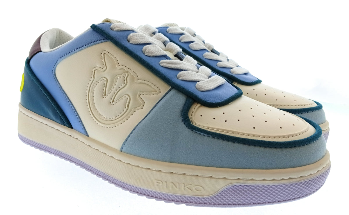 Pinko Women's Ivory Blue and Lilac Logo Sneakers-