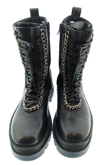 Pinko Women's Black Chain-Trim Lace-Up Ankle Boots-