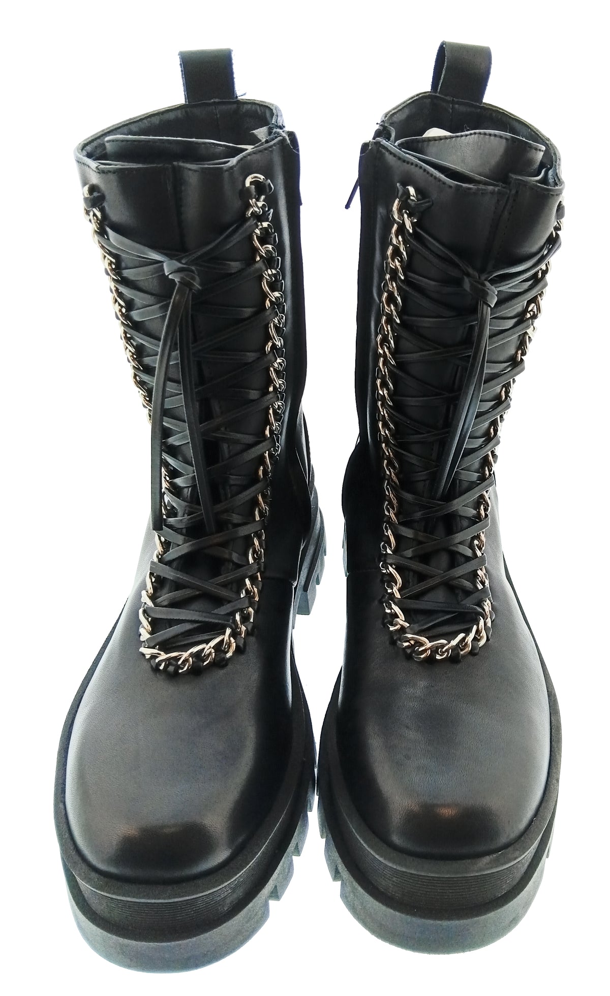 Pinko Women's Black Chain-Trim Lace-Up Ankle Boots-