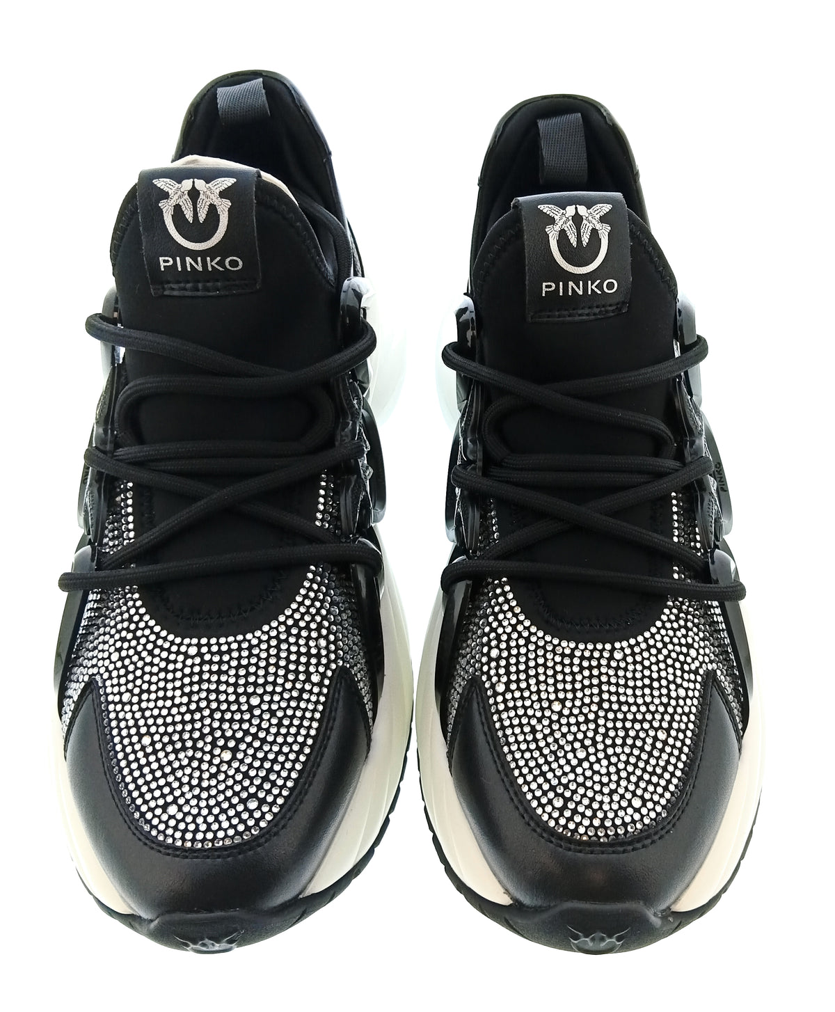 Pinko Women's Black Crystal-Embellished Chunky Sneakers-