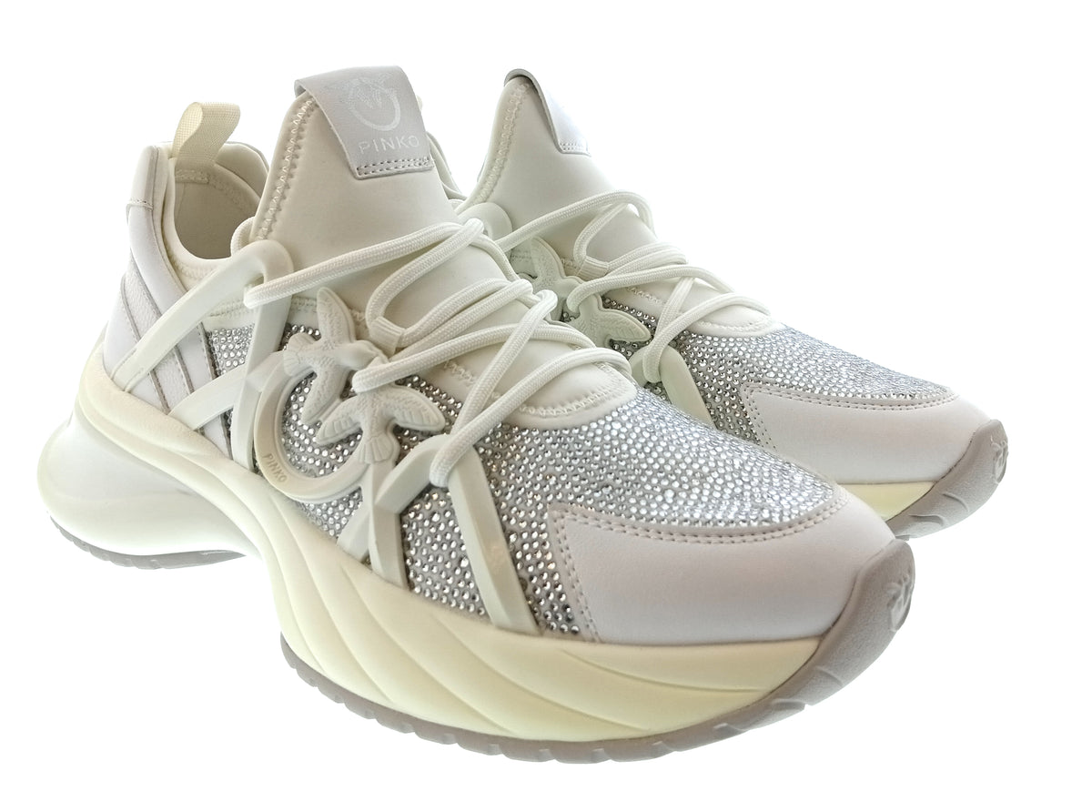 Pinko Women's White Crystal-Embellished Chunky Sneakers-