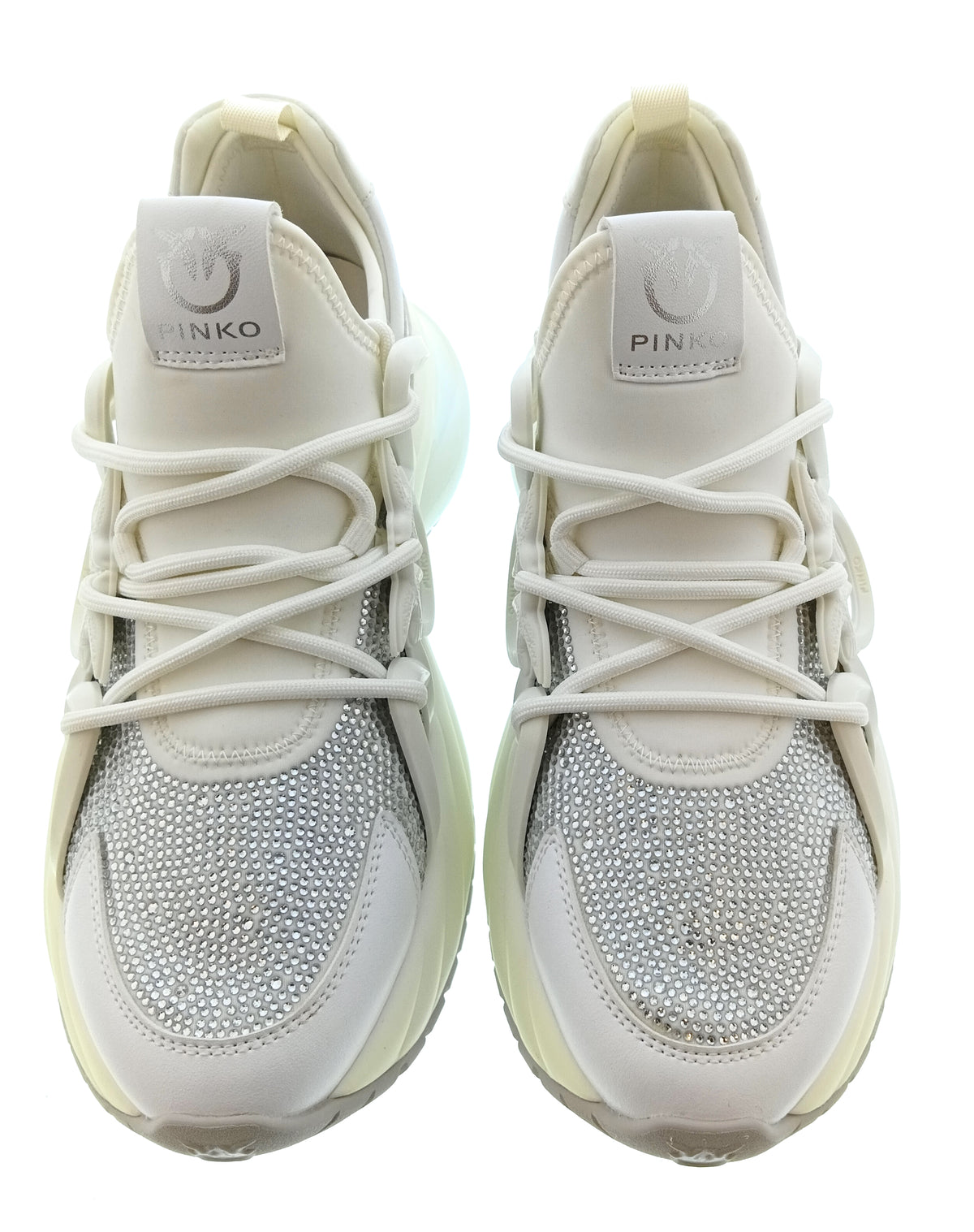 Pinko Women's White Crystal-Embellished Chunky Sneakers-