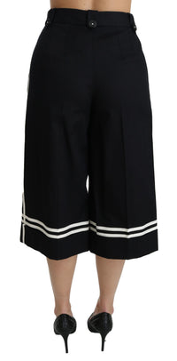 Dolce & Gabbana Black Lemon Embellished Palazzo Cropped Women's Pants