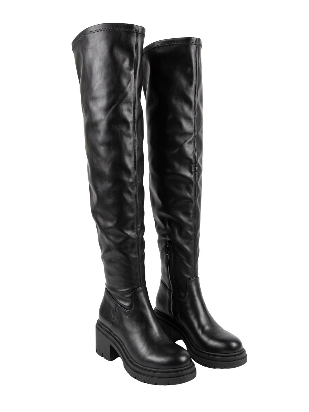 Pinko Women's Black Leather Platform Knee-High Boots