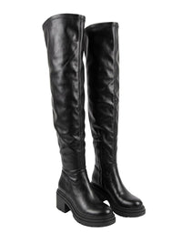 Pinko Women's Black Leather Platform Knee-High Boots