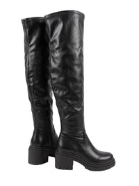 Pinko Women's Black Leather Platform Knee-High Boots