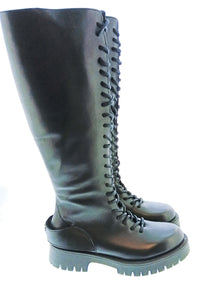 Pinko Women's Black Lace-Up Knee-High Lug Boots-