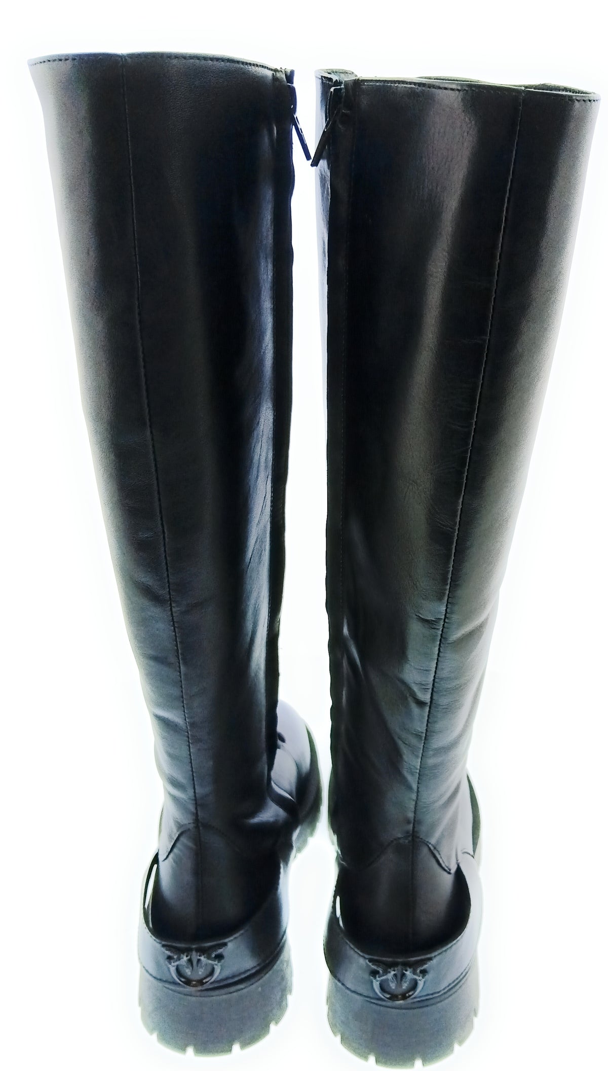 Pinko Women's Black Lace-Up Knee-High Lug Boots-