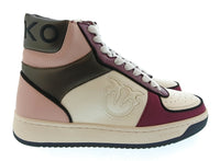 Pinko Women's Ivory Burgundy and Black High-Top Sneakers-