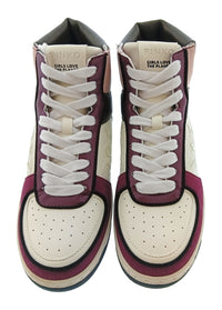 Pinko Women's Ivory Burgundy and Black High-Top Sneakers-