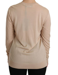 Dolce & Gabbana Beige Lace Long Sleeve Top Cashmere Women's Blouse
