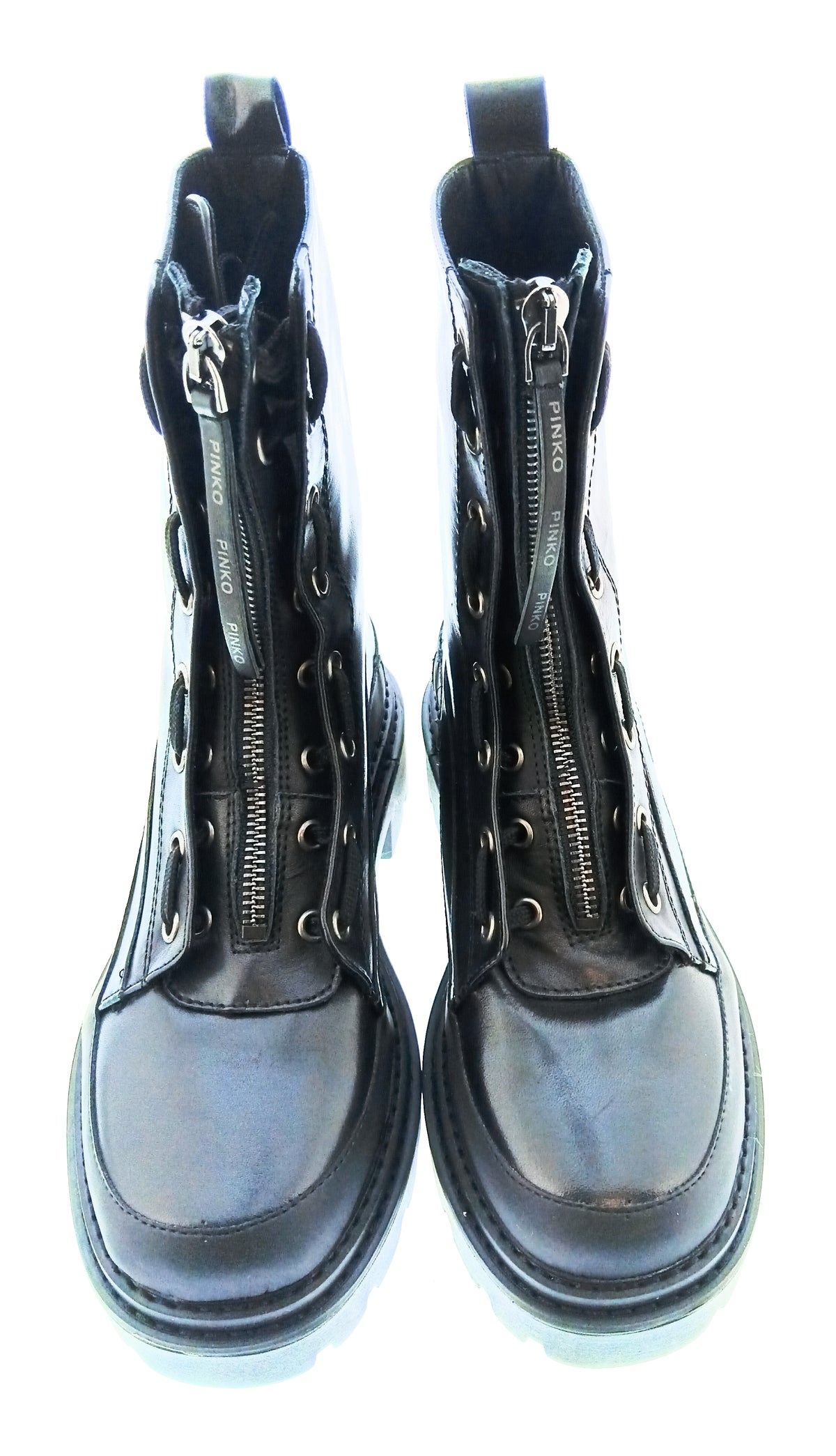 Pinko Women's Black Lace-Up Combat Ankle Boots-
