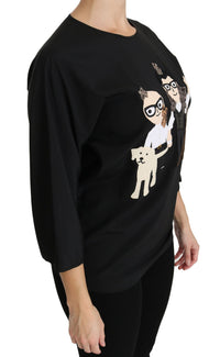 Dolce & Gabbana Dolce & Gabbana Black #dgfamily Top T-shirt Silk Women's Blouse