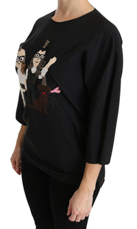 Dolce & Gabbana Dolce & Gabbana Black #dgfamily Top T-shirt Silk Women's Blouse