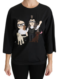 Dolce & Gabbana Dolce & Gabbana Black #dgfamily Top T-shirt Silk Women's Blouse