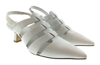 Pinko Women's White Woven Pointed-Toe Slingback Flats-