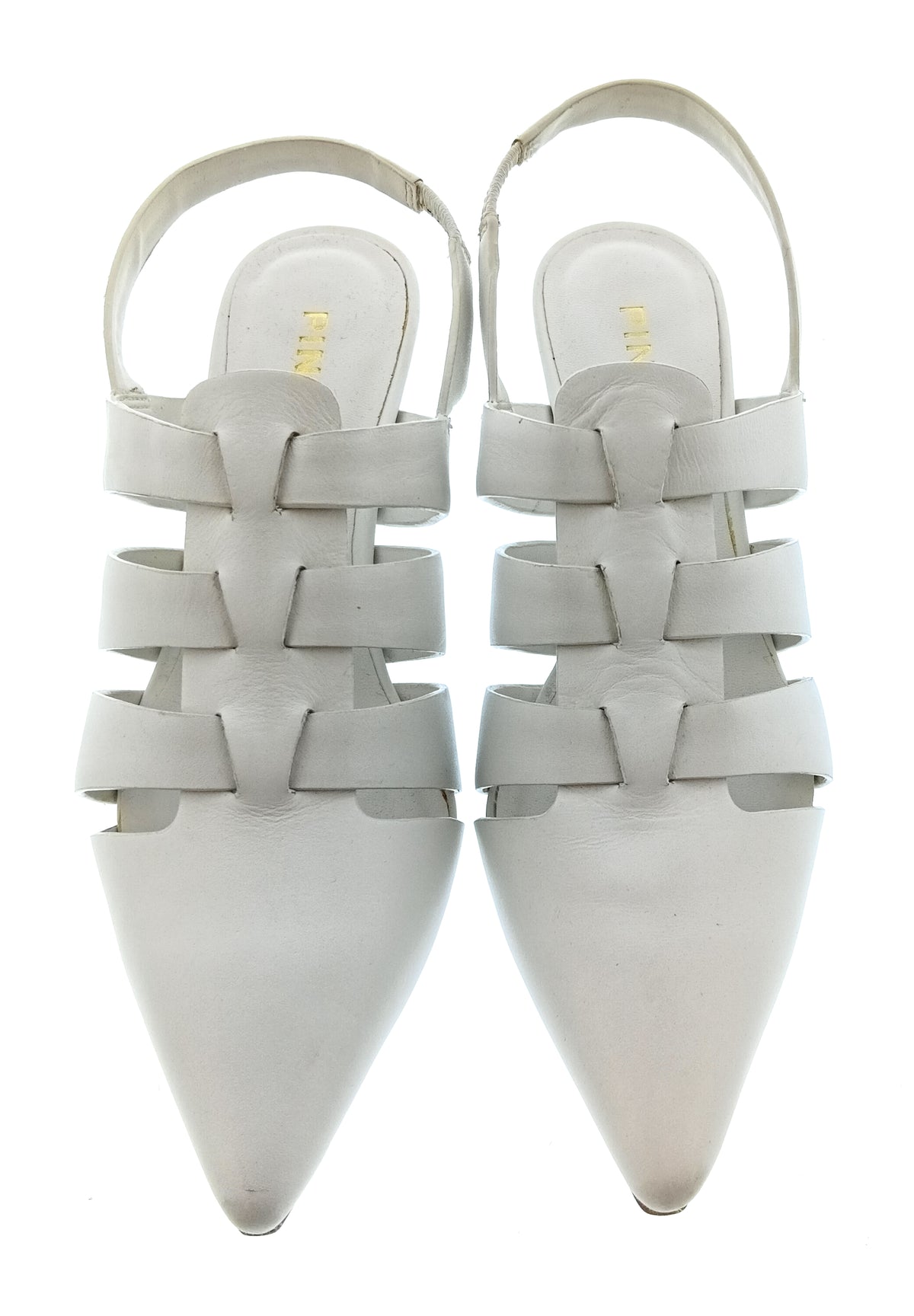 Pinko Women's White Woven Pointed-Toe Slingback Flats-