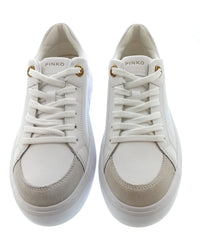 Pinko Women's White and Gold Logo Low-Top Sneakers-