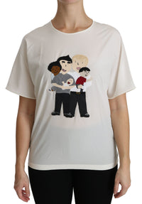 Dolce & Gabbana Dolce & Gabbana White #dgfamily Patch Short Sleeve Blouse Women's Top