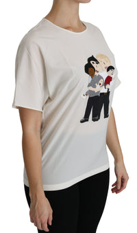 Dolce & Gabbana Dolce & Gabbana White #dgfamily Patch Short Sleeve Blouse Women's Top