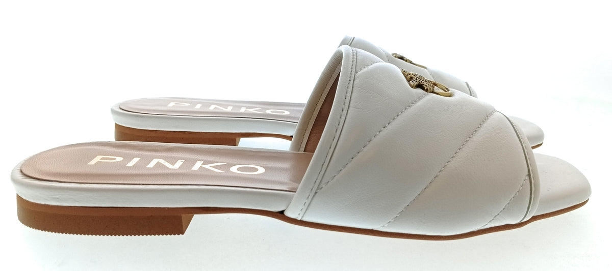 Pinko Women's White Padded Logo Slide Sandals-