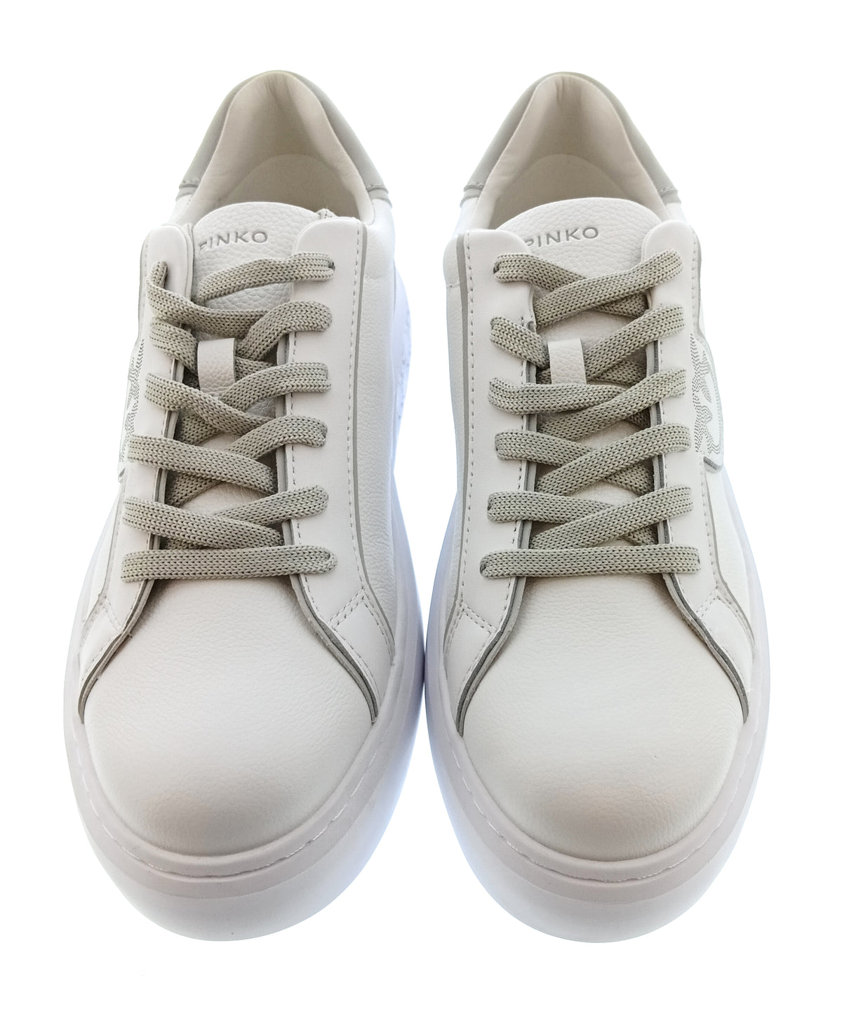 Pinko Women's White and Silver Logo Low-Top Sneakers-10
