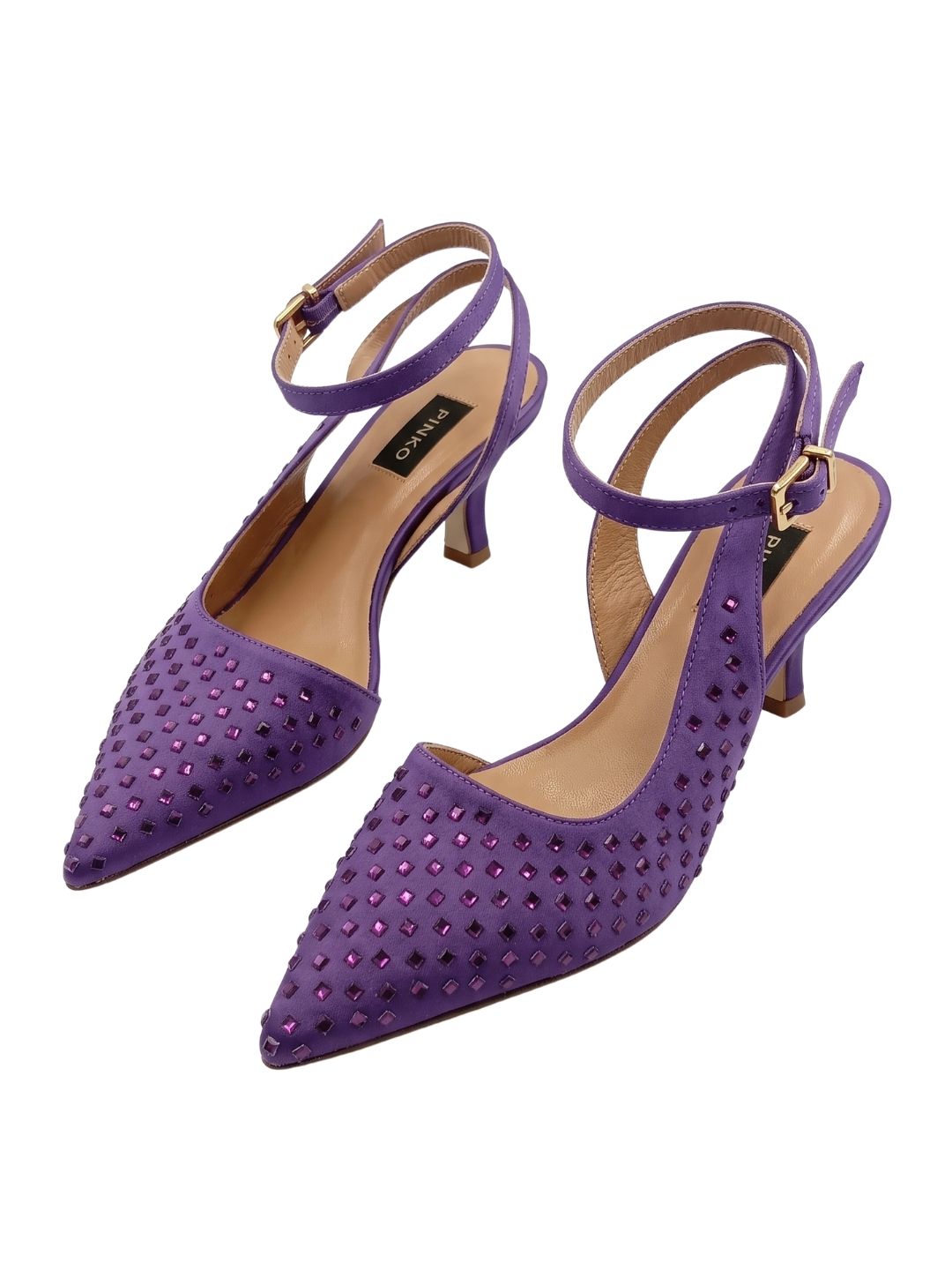 Pinko Pinko Women's Purple Woven Satin Pointed-Toe Slingback Pumps-8