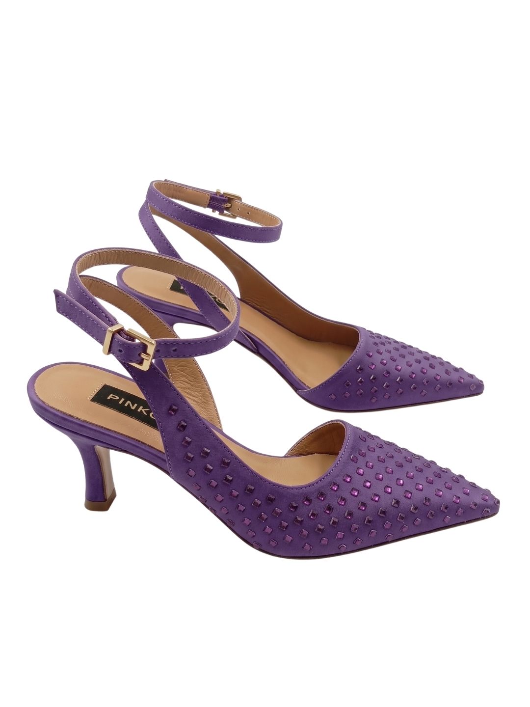 Pinko Pinko Women's Purple Woven Satin Pointed-Toe Slingback Pumps-8