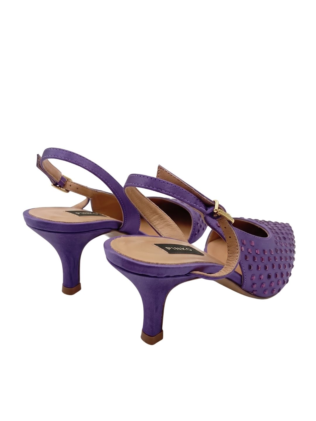 Pinko Pinko Women's Purple Woven Satin Pointed-Toe Slingback Pumps-8