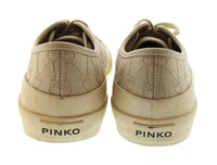 Pinko Women's Beige Monogram Canvas Low-Top Sneakers-9