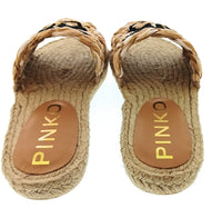 Pinko Women's Beige Raffia Flat Slide Sandals-7
