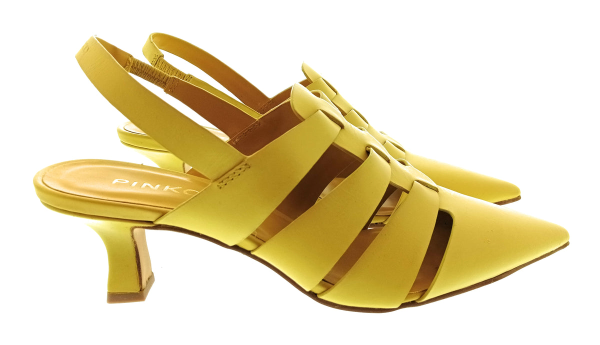 Pinko Pinko Women's Yellow Pointed-Toe Slingback Pumps-8